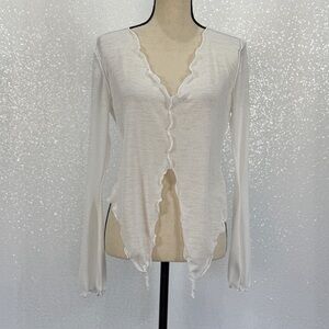 Urban Outfitters Long Sleeve Lettuce Hem Cardigan Top
Size: Large